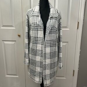 Allie Rose long cardigan or jacket. Black and white. Size S